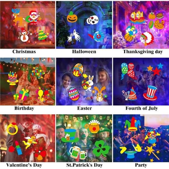 2-in-1Holiday Light Projector with 16 All Seasons Slides, 10 Colors, Waterproof - Picture 3 of 6